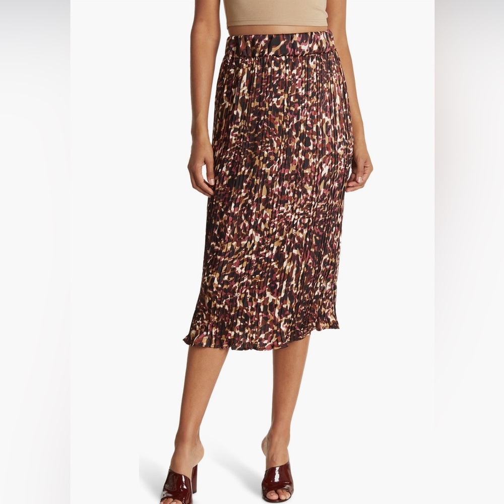 CHENAULT Printed Pleated Skirt - Wine Camo